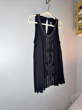 Lane  Bryant Fringe Tank Top in Black